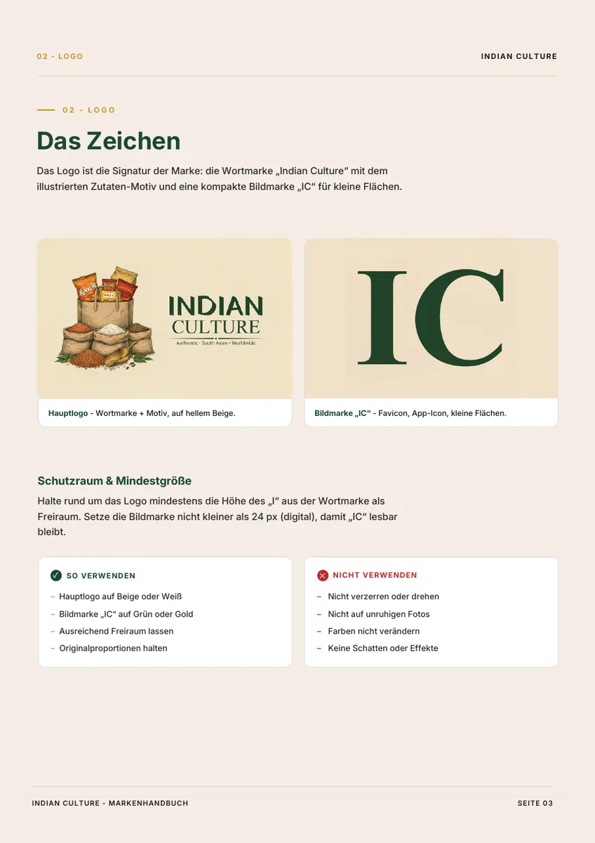 Indian Culture, Markenhandbuch Seite 4