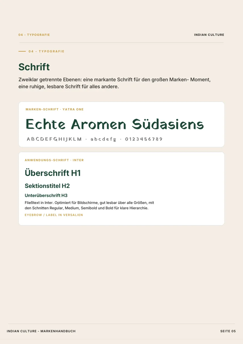 Indian Culture, Markenhandbuch Seite 5