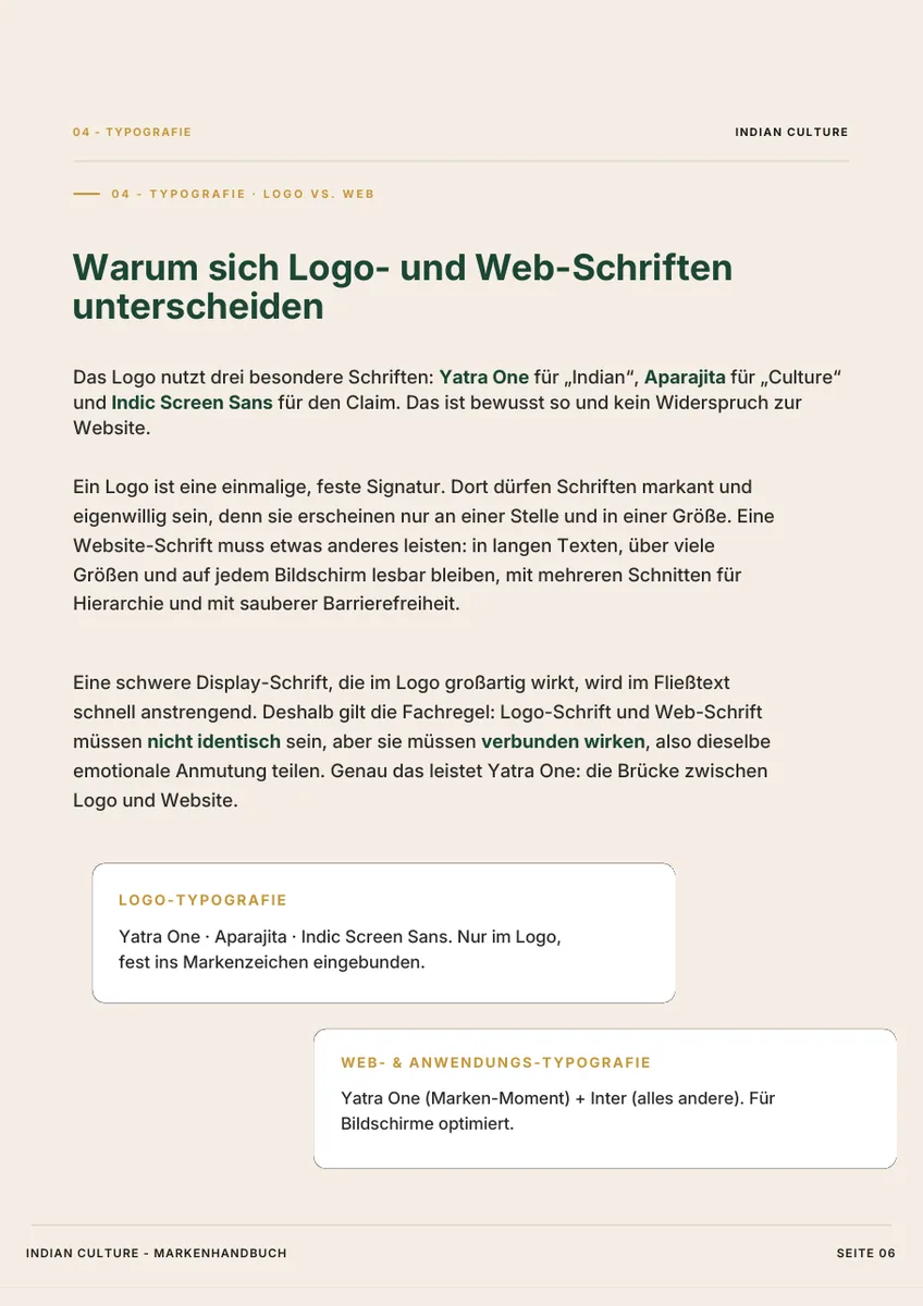 Indian Culture, Markenhandbuch Seite 6
