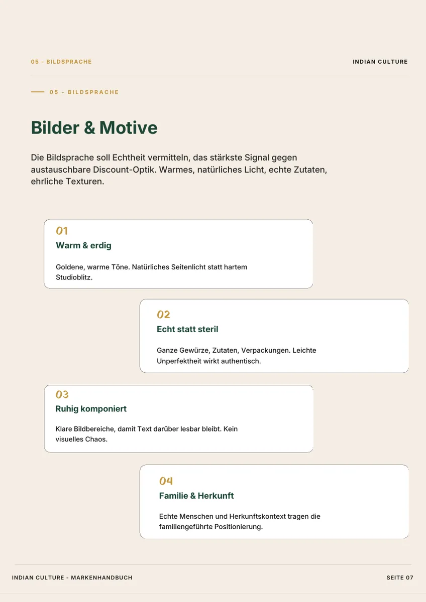 Indian Culture, Markenhandbuch Seite 7