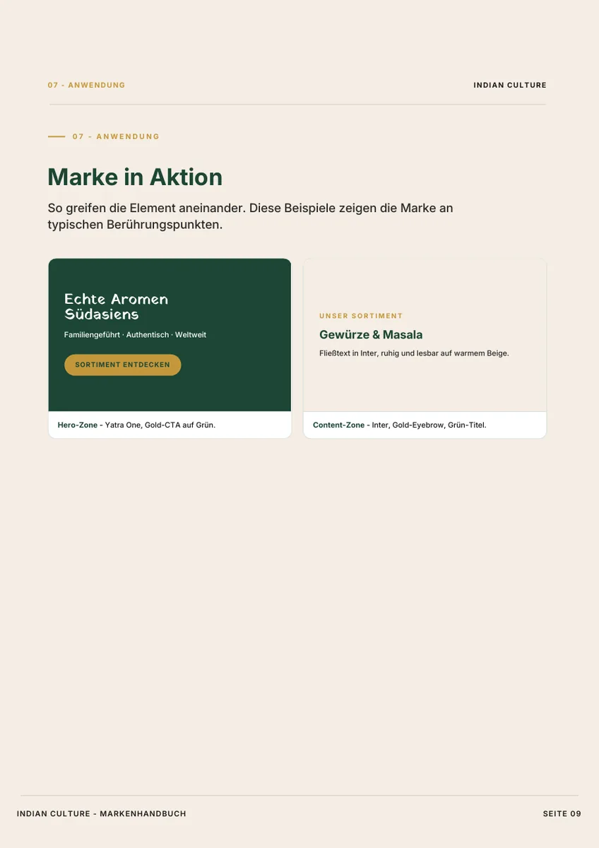 Indian Culture, Markenhandbuch Seite 9
