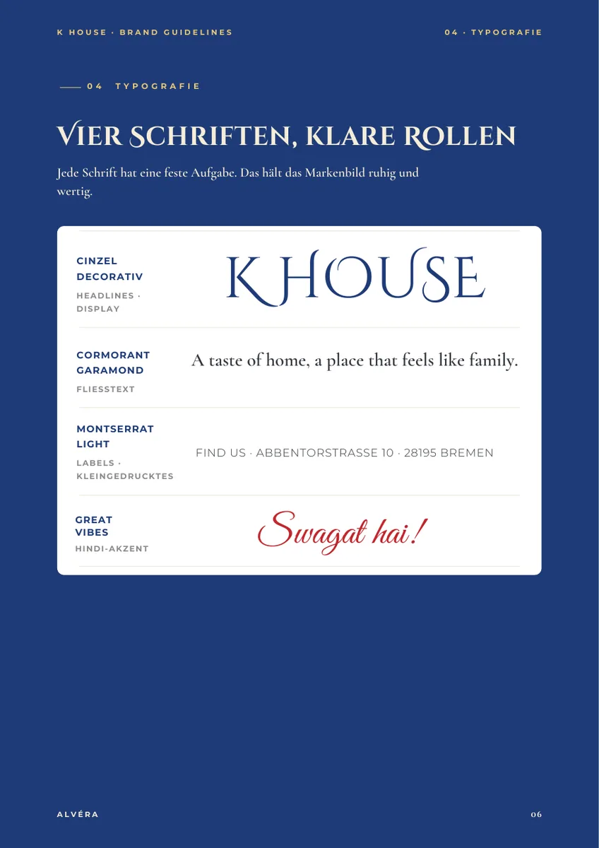 K House · Streets of India, Markenhandbuch Seite 6